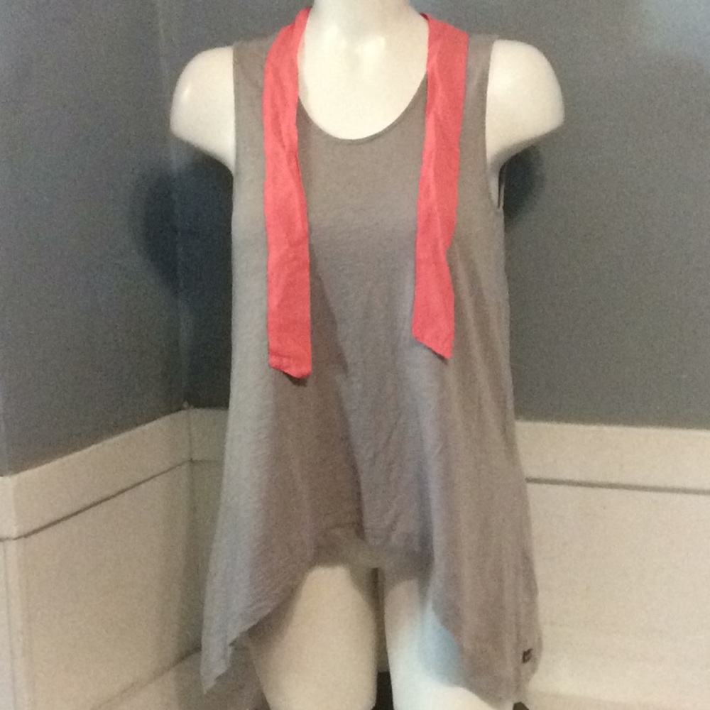 Matilda Jane Gray Sleeveless Tunic Top Scoop Neckline Tie-Back Closure Sz L